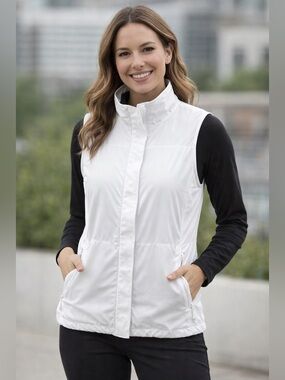 T by Talbots White Zip-Up Vest Terry-Lined Women’s M (Flawed)-gorpcore cabincore